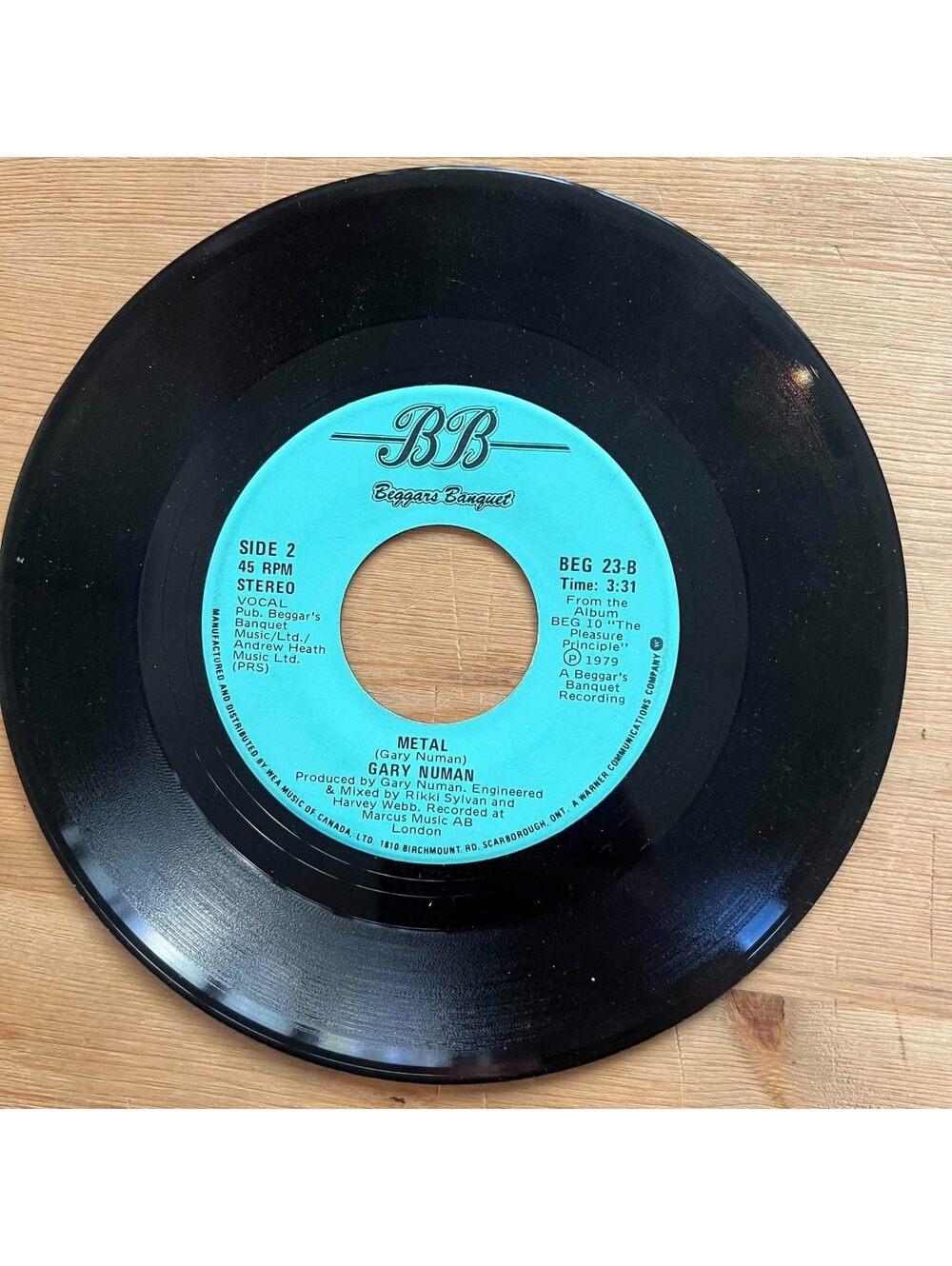 Gary Numan - Metal/Cars 45rpm VG+ R12